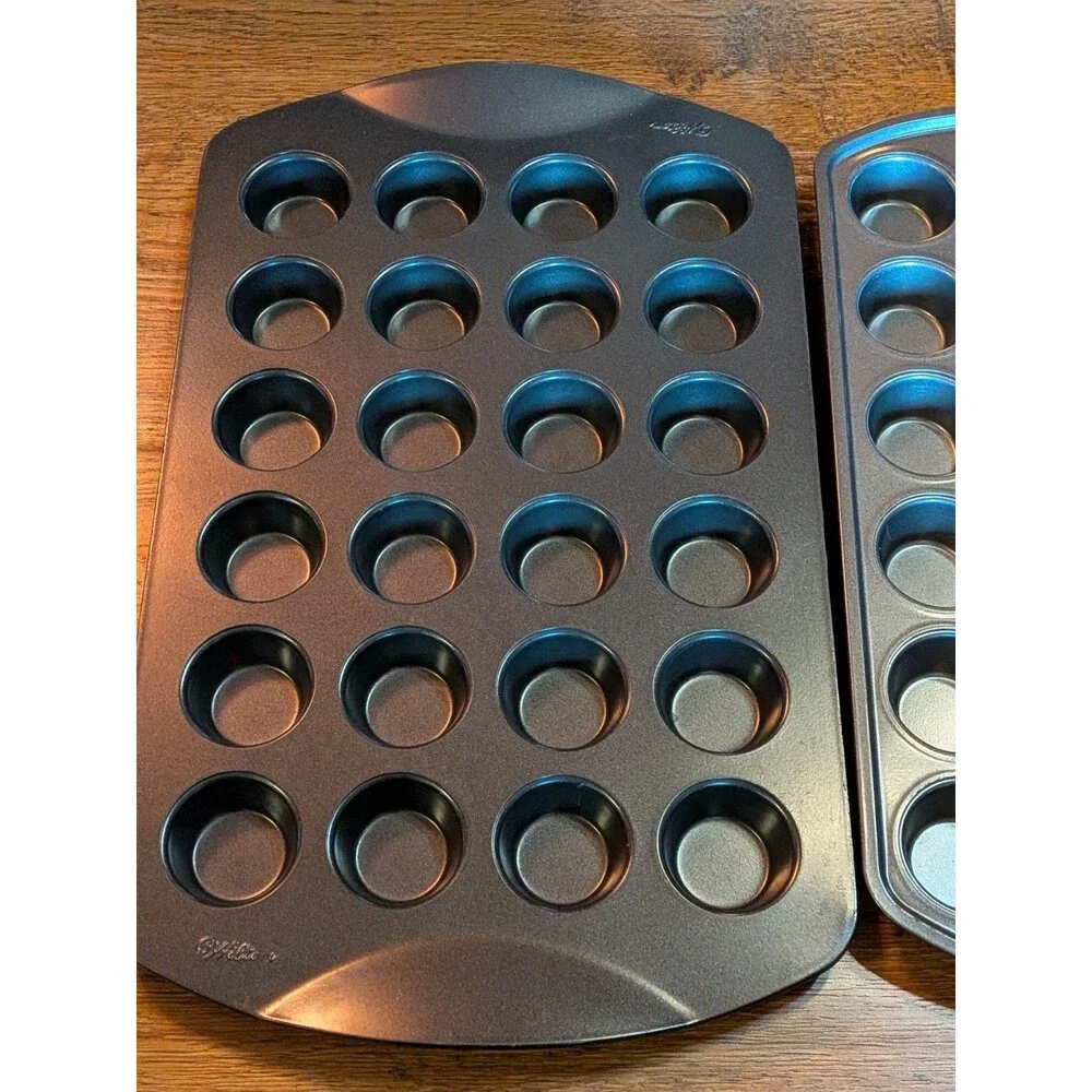 Wilton 24 Cup Mini Muffin Pan Nonstick 24 Cavity Bite Size Cupcake Tray Lot Of 2